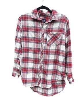 Gap Womens Small Plaid Long Sleeve Button Down Shirt Red/White 1986
